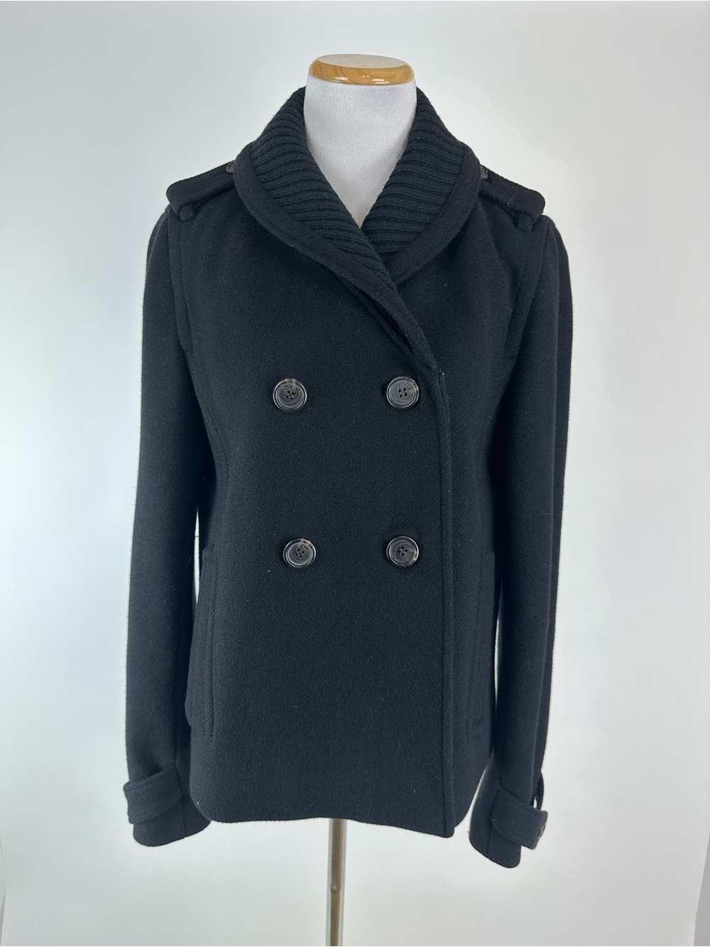 J. Crew Stadium Cloth Nello Gori Wool Majesty Black Peacoat Size 10